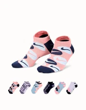 Nike Womens Everyday Socks Lightweight No Show DRI FIT 6 Pack Multi Color M