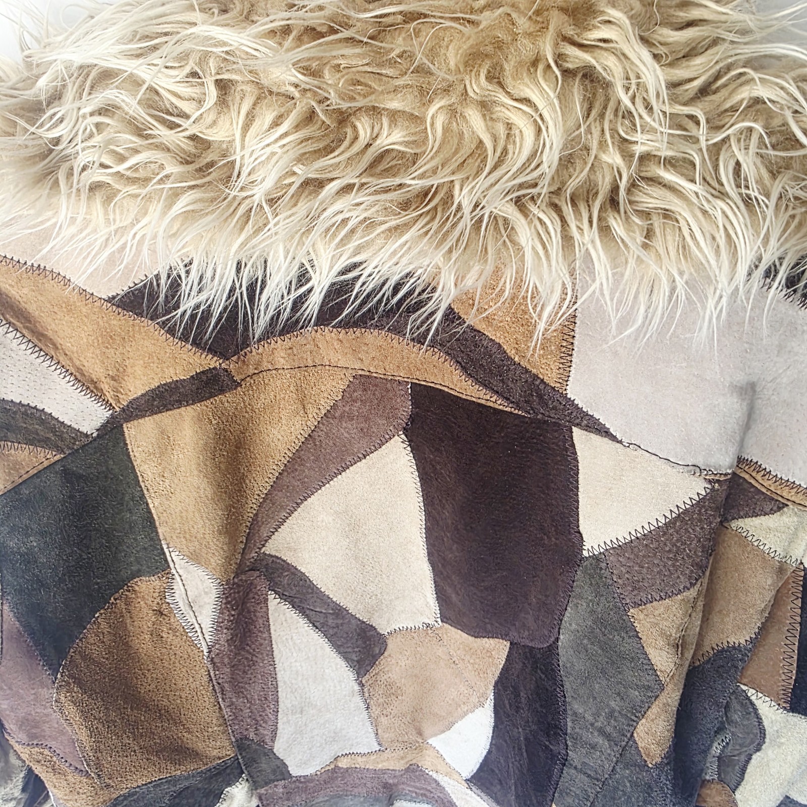 Vtg Outbrook Patchwork Suede Leather Jacket Penny… - image 13