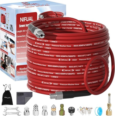 #ad Sewer Jetter Kit for Pressure Washer50FT 5800PSI Pressure Drain Cleaner 1 4 Inc $39.51