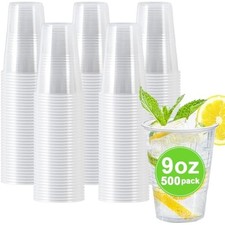 500 Pack 9 oz Plastic Cups, Disposable Drinking Cups, Water Cups Plast