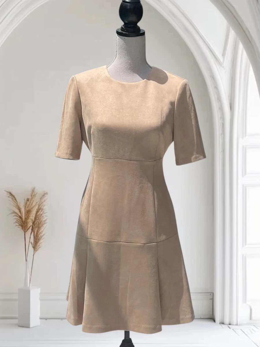 calvin klein faux suede a line dress Dresses for Women for sale Color:Black/Gold Shapewear for Backless Dresses 901 Calvin Klein Faux Suede