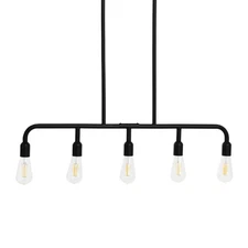 - Benson Exposed Bulb Metal 5-Light Linear Chandelier