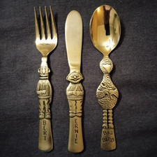 3 pc. child's set stainless flatware SESAME STREET Muppets 1976 Gorham Ernie