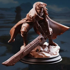 DM Stash Miniatures Human Female Genasi Fighter DnD Fantasy RPG Pathfinder 32mm