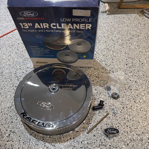Ford Racing 13" diameter Air Cleaner Kit Chrome with embossed emblems 302-350