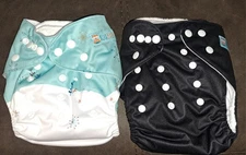 AlvaBaby Cloth Diapers Lot Inserts 2-diapers 4-inserts Adjustable Fox And Cat 