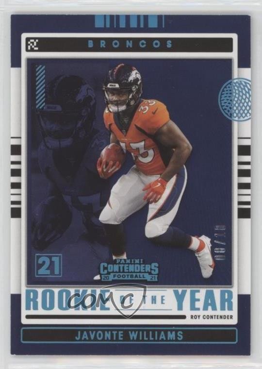 Javonte Williams Panini Contenders Rookie Roundup Autographs #JWI Platinum