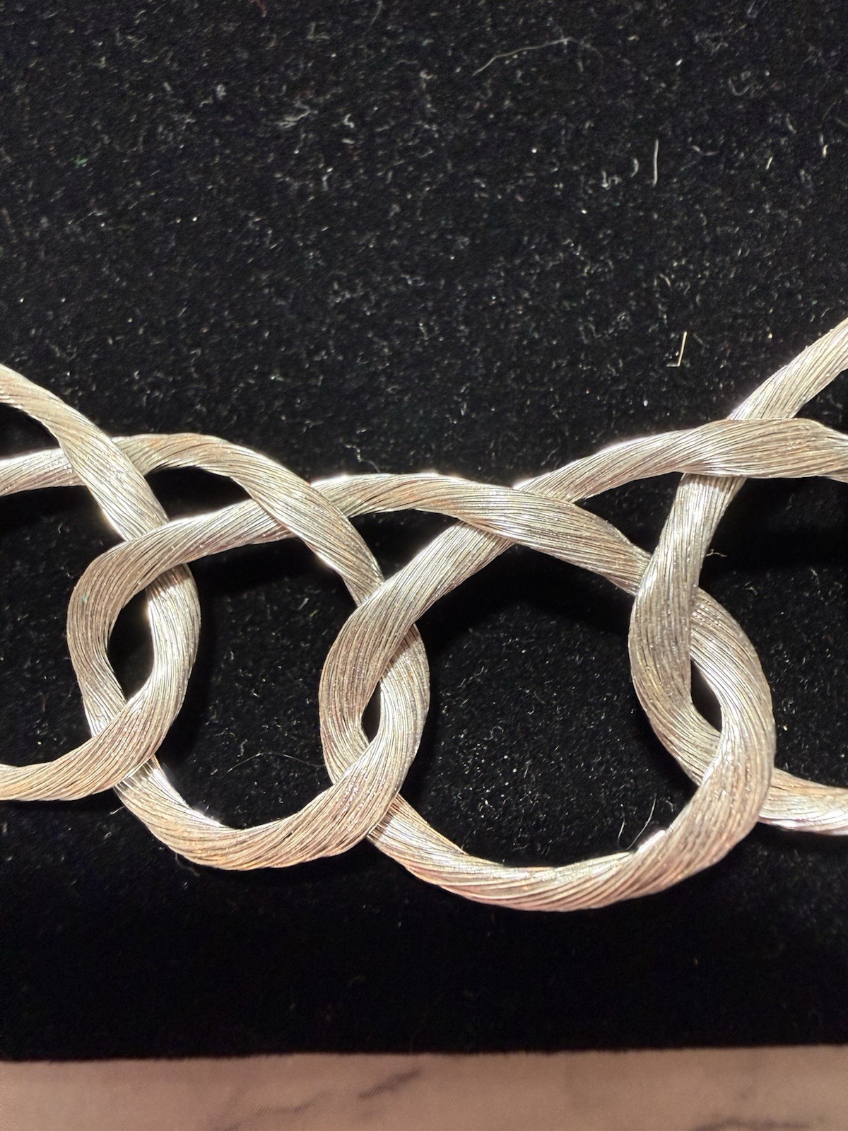 Silver Tone Textured Link Statement Necklace 15-1… - image 5