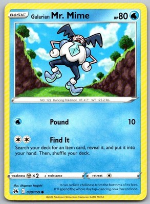 Galarian Mr. Mime 030/159 Common Crown Zenith Pokemon Near Mint