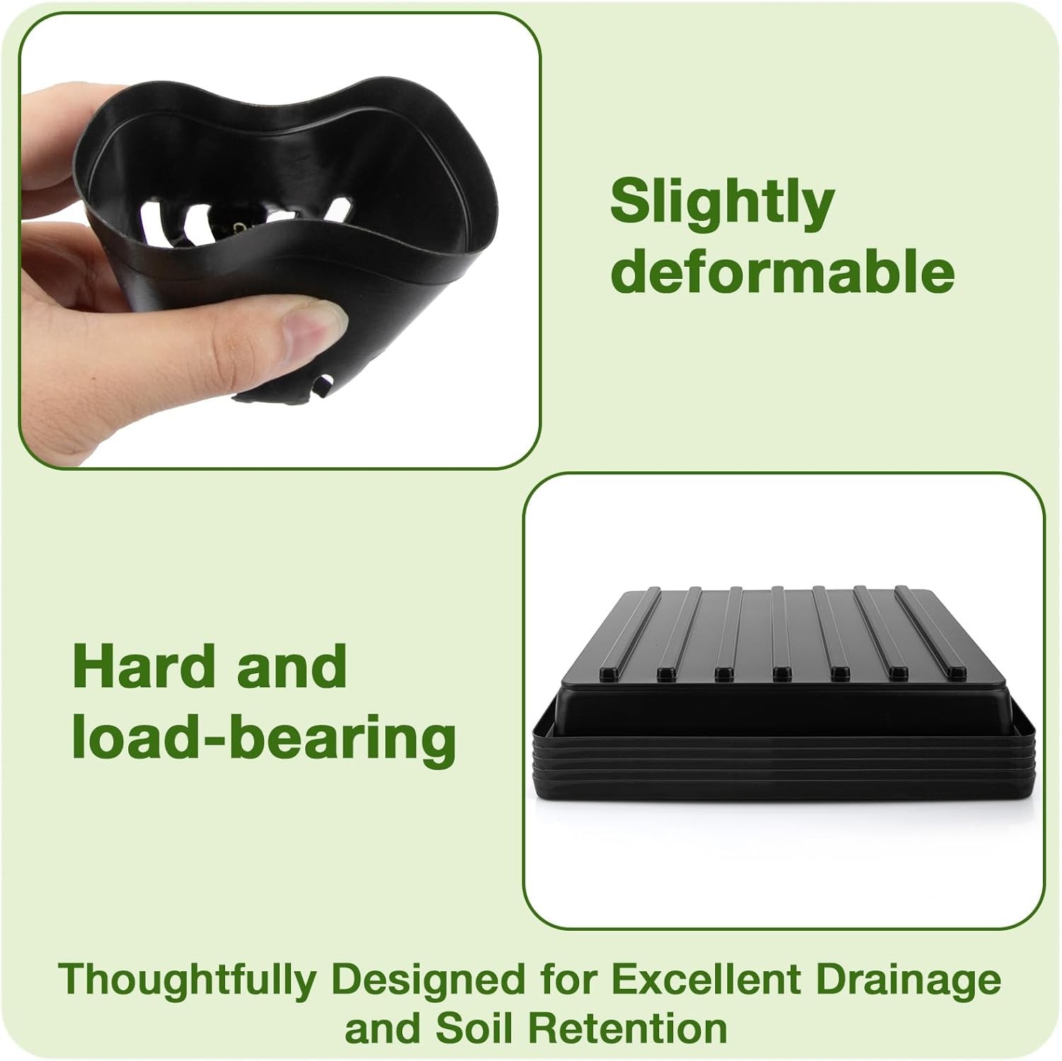 50Pcs 3.5inch Square Nursery Pots with 5Pcs Seed Starting Trays, Seed Starter Tr