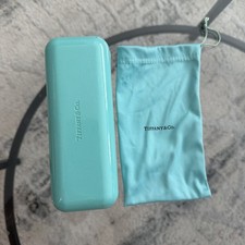 Tiffany Co. Teal Blue Hard Shell Glasses Case W/dust bag