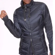 NWT Athleta Banner Peak Goose Down Jacket Navy Blue Size Small Water Resistant