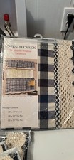 Kitchen curtain set, blue checkered