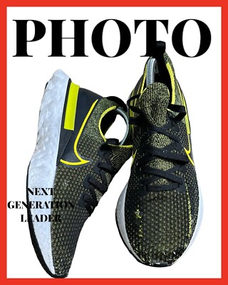 Nike Men's React Infinity Run Flyknit Black Yellow Shoes Size 9