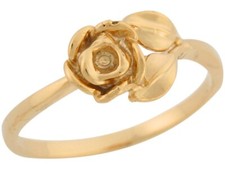 10k or 14k Yellow Gold Floral Design Pretty Rose  Leaves Cute Ladies Ring