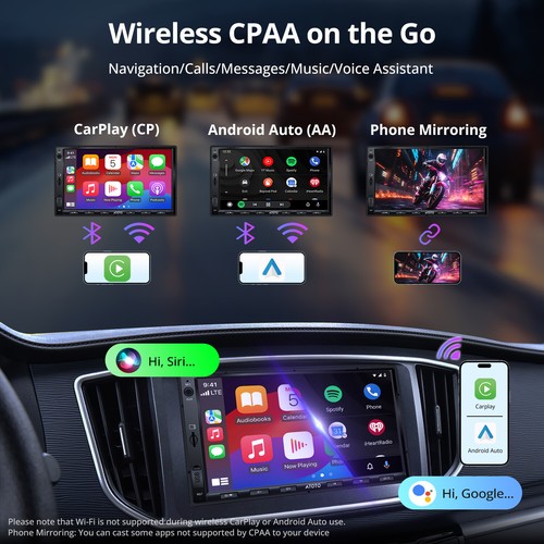 7" Double DIN Autoradio Wireless Carplay Android HD Screen Bluetooth Mirrorlink - Bild 3 von 9