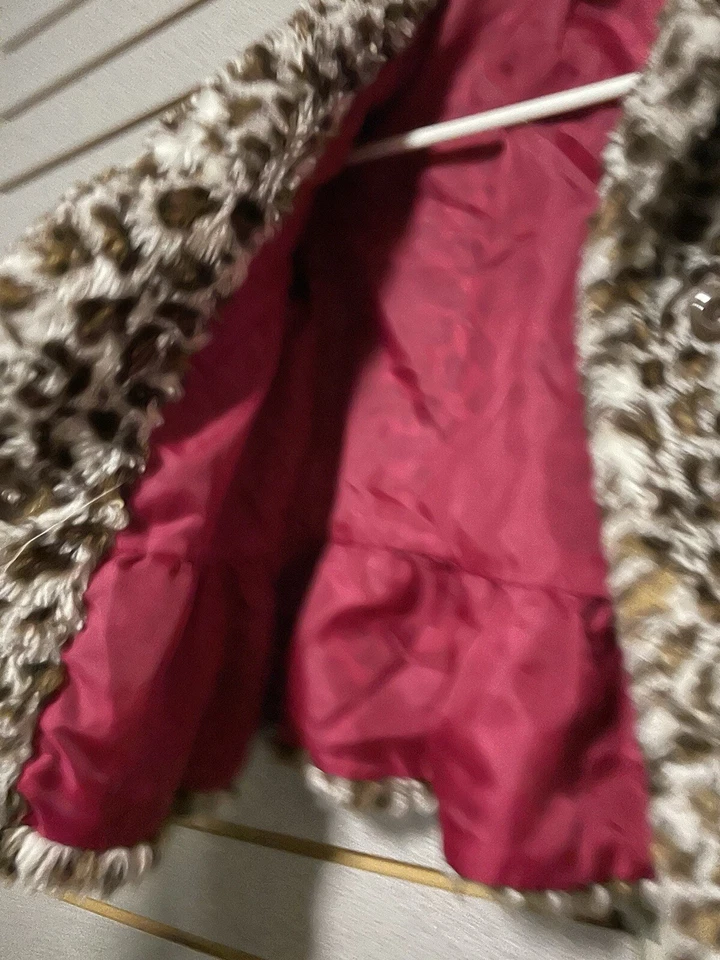 Abrigo Gymboree Guepardo Leopardo Un Botón Imitación Piel Rosa Forrado Pequeño 5 6 Parisino Foto 2 de 4