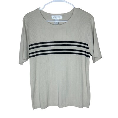 Casual Corner ANNEX VTG NWT Women's Size XL Ribbed Stripes Knit Top Dead-stock