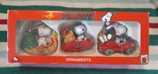 Vintage Kurt S Adler Peanuts Snoopy Christmas Ornaments 3 Pk., Canoe, Plane, Car