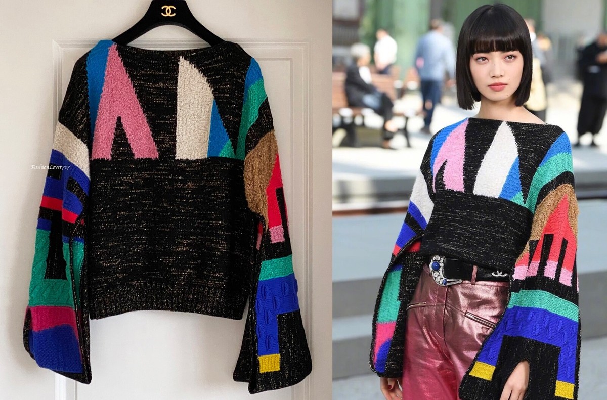 NEW 19A RUNWAY EGYPT NEWYORK CHANEL CASHMERE MULTICOLOR SWEATER 34