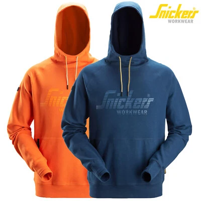 Snickers Mens Workwear Logo Hoodie Sweatshirt Jumper Orange Blue - 2894