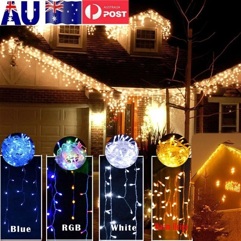 96~960 LEDs Snowing Hanging Icicle Curtain Christmas Light Outdoor Indoor Decor - Image 4 of 4