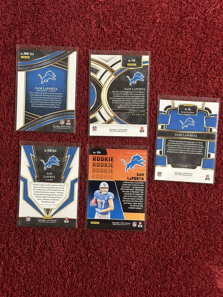 Lot Of 5 Sam Laporta Rookie Cards. Detroit Lions eBay