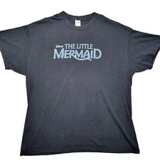 Vtg Y2K Disney The Little Mermaid Navy Blue T-shirt Size XL