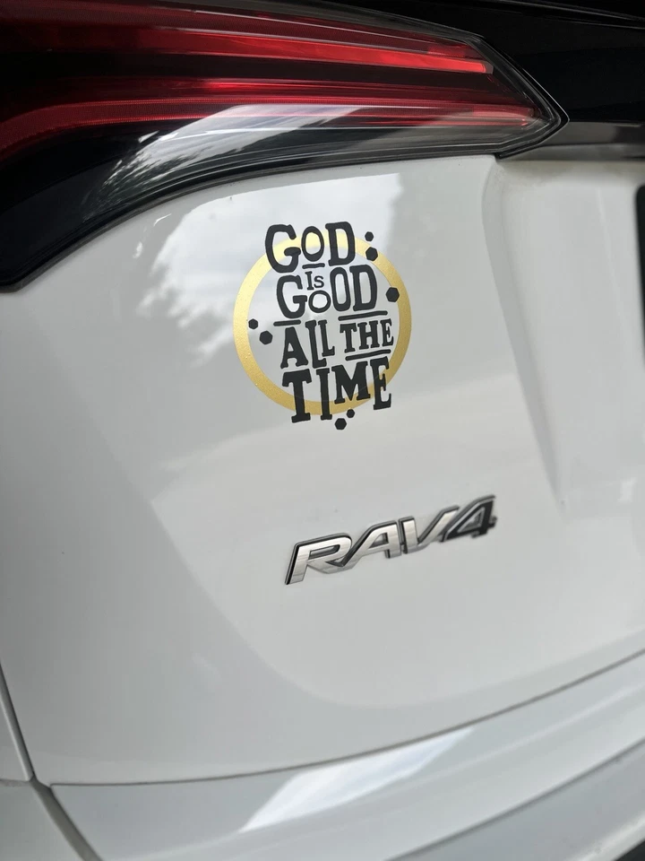 Dios es bueno todo el tiempo calcomanía de coche pegatina cristiana seguidor de Jesús negro dorado Foto 3 de 4