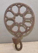 Antique cast iron primitive candle holder kitchen trivet collectible farm tool