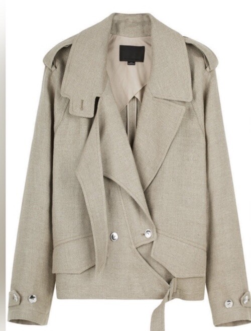 RARE NWT Alexander Wang Khaki Tan Burlap Linen Asymmetrical Unique Jacket image 8