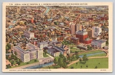 Aerial View of Trenton New Jersey with State Capitol & Business Section Postcard