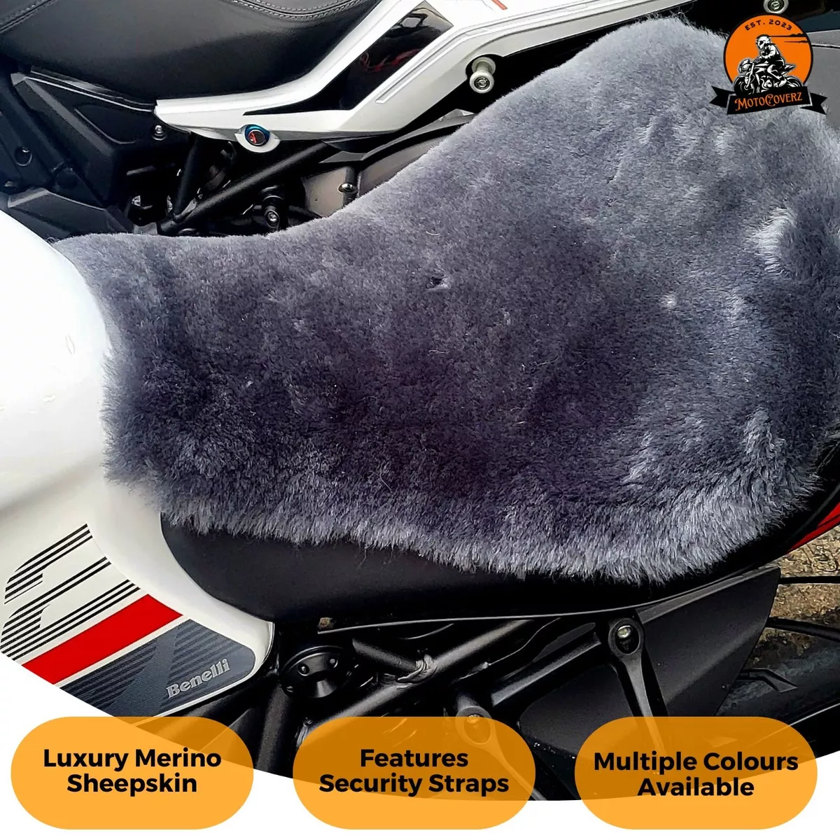 Adventure Motorcycle Premium Sheepskin Seat Cushion Pad Cover Straps Universal