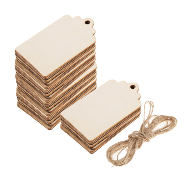 50pcs Blank Wooden Gift Tags Natural Hanging Label Wedding Party Decoration