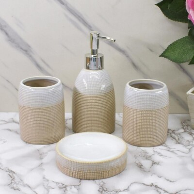New Ceramic Bathroom Accessories Set for Home Decor Gift Item Set of 4 A32