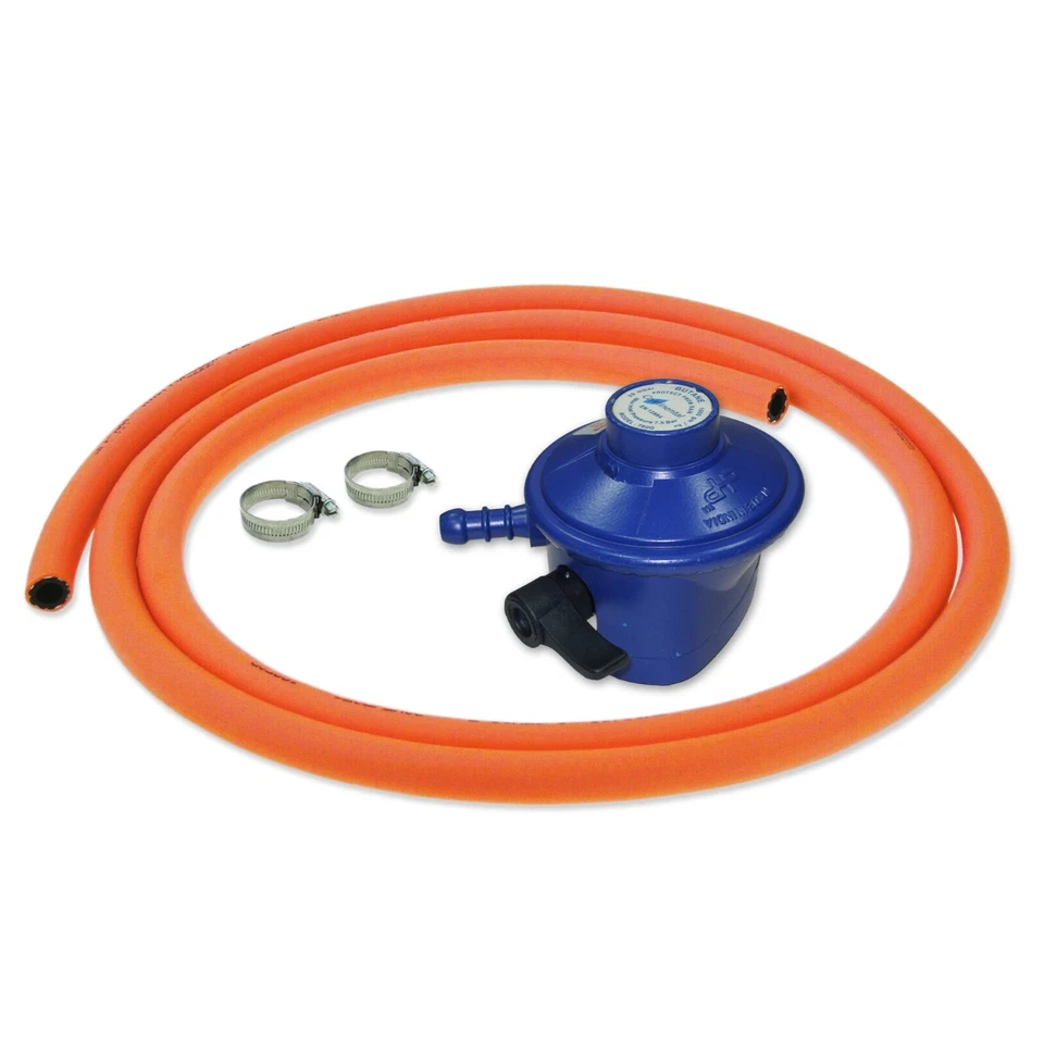 BUTANE 21mm CLIP-ON REGULATOR 2m HOSE & CLIPS CALOR 7kg GAS BOTTLE CYLINDER REG