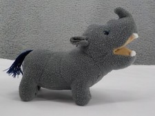 Small Stuffed Animal Gray Hippopotamus Makes Roaring Sound When Squeezed EUC