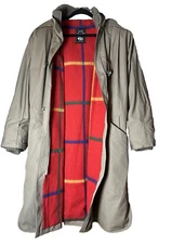 Vintage Fox Run By Lucien Padawer Wool Blend Batwing Trench Coat Removeable Hood