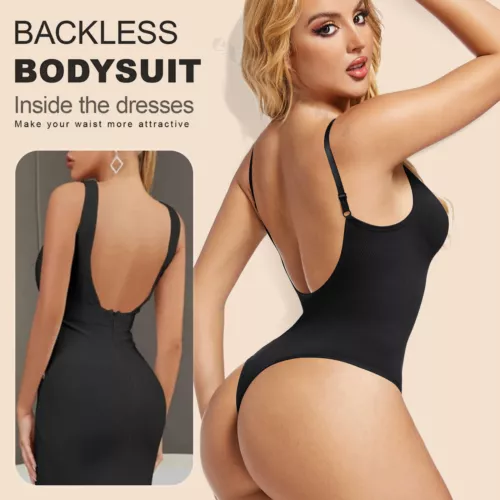 Body para mujer espalda baja control abdomen sin costuras espalda sin espalda modelador calzoncillos top - Imagen 32 de 44