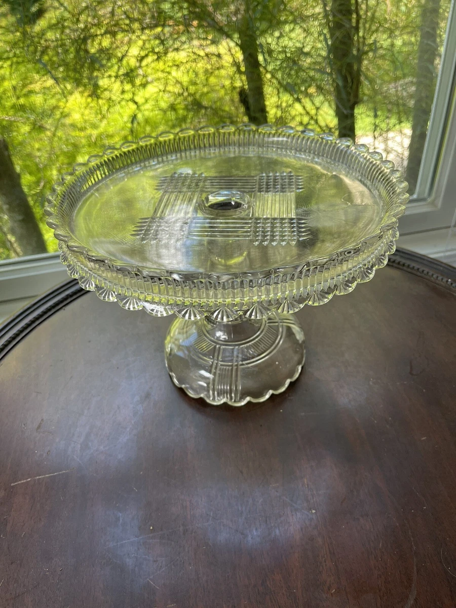 Antique glass top pedestal cake stand