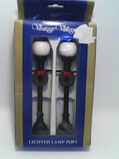 Vintage Village Set of 2 Lighted Lamp Posts - Needs 2 AA Batteries