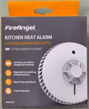 FireAngel Heat Alarm Loud 85dB 10 Year Sealed Battery Kitchen Garage Attic White