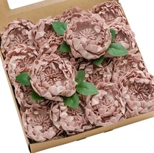 Ling's moment Flowers 16pcs Dusty Rose Blooming Peonies Artificial Flowers 