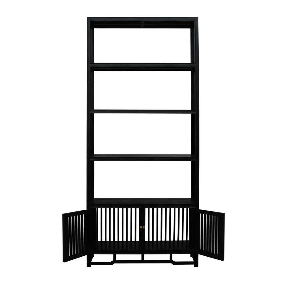 Vitrina estantería minimalista puertas persianas negras Etagere ws4750 Foto 4 de 4