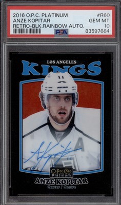 2016-17 OPC Platinum Anze Kopitar Retro Black Rainbow Auto SP PSA 10 Pop 1