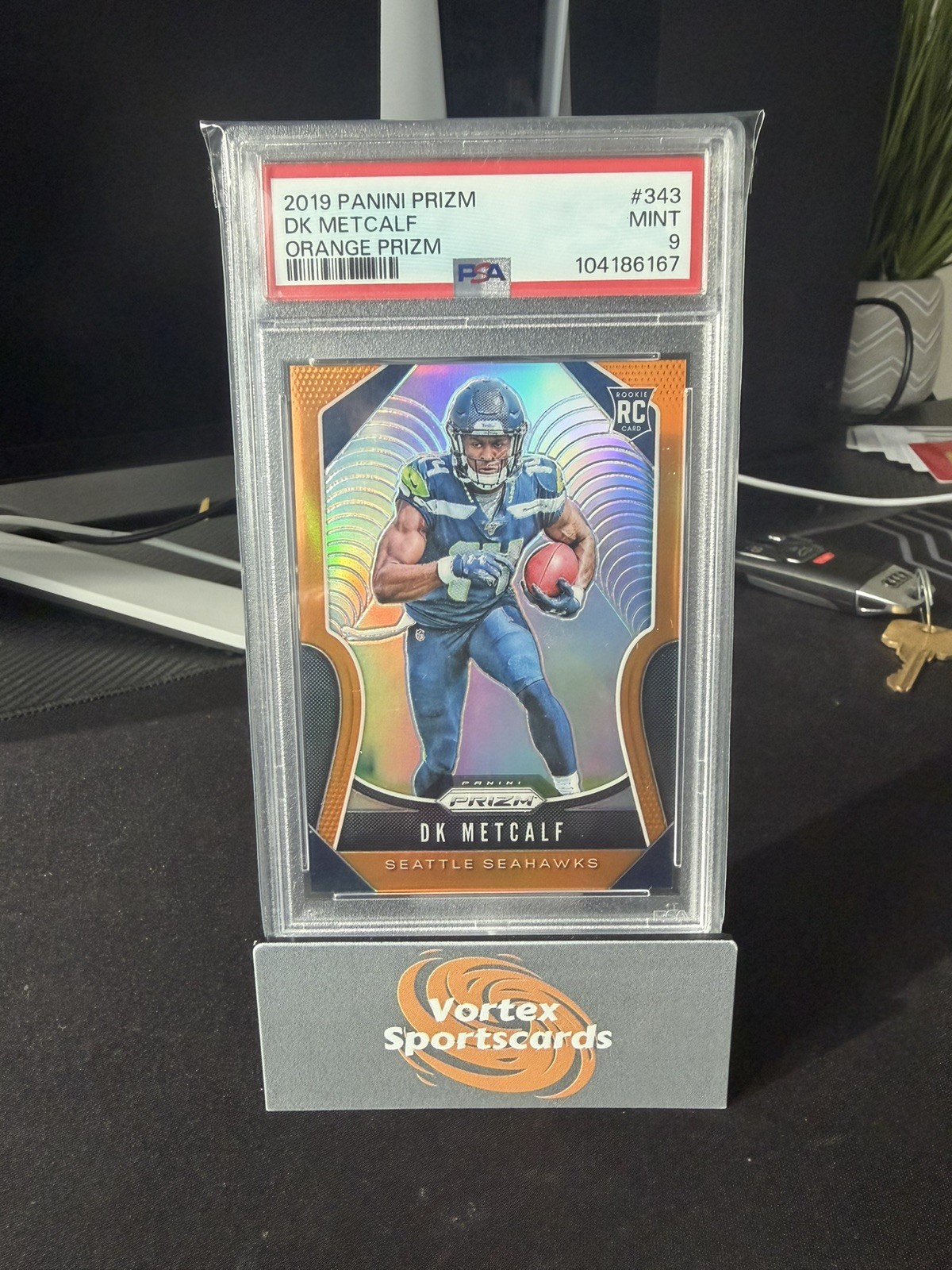 2019 Panini Prizm #343 Dk Metcalf Orange Prizm/249  PSA 9