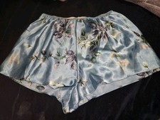 Vintage Liquid Satin Tap High Leg Panties Blue Floral Print M