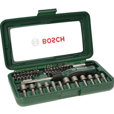 Bosch 46-tlg Schrauberbit und Steckschlüssel-Set PH PZ Hex T S-Bit Zubehör Set