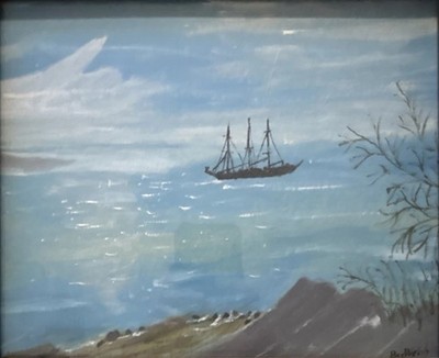 Listed Artist Bee Webb Original Painting Solid Wood Frame Harbor Seascape