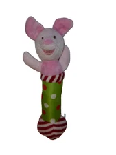 DISNEY BABY PIGLET WINNIE THE POOH STUFFED PLUSH BABY STICK CHIME RATTLE  XMAS